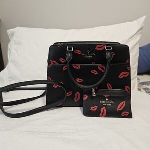 Kate Spade Black and Red Lips Satchel